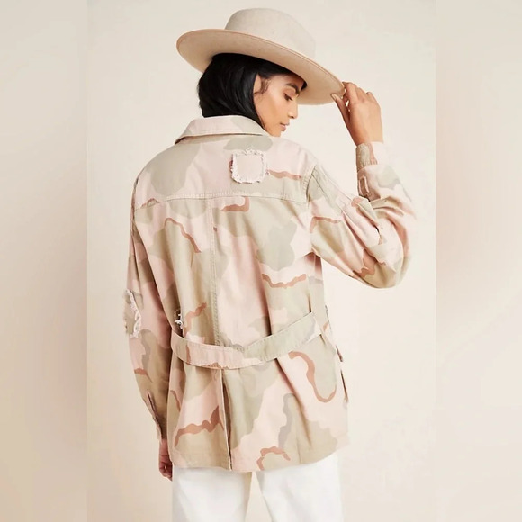 Anthropologie Lida Utility Camo Fringe Jacket Sz  XS - Picture 4 of 14